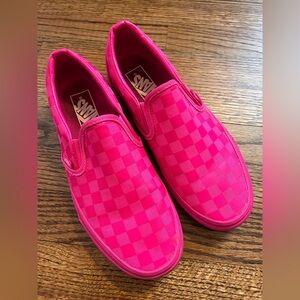 Barbie Pink Checkered Vans Slip On 8.5 W, 7 M